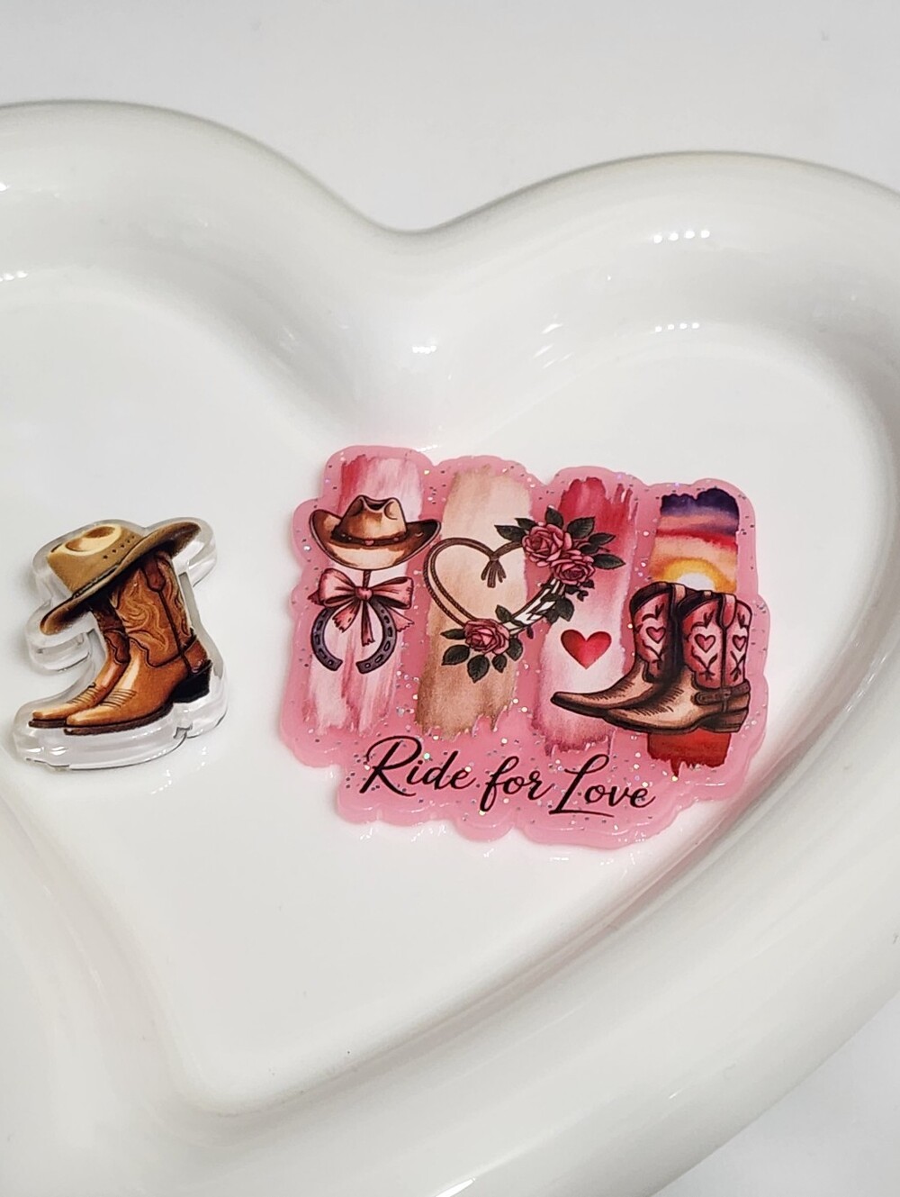 Ride For Love Flatback Focal Bead Country Boots‎ Cowboy Hat Flats Badge Planar